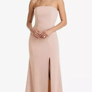 NWOT Bella Bridesmaids Strapless Crepe Maxi Dress 2 Cameo